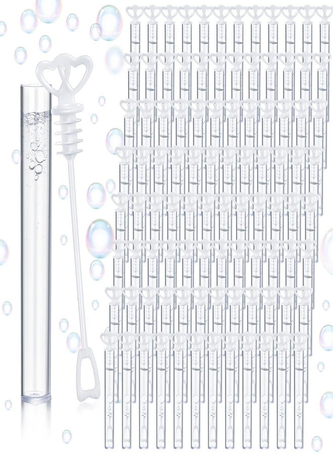 PullCrease 150 Pcs Bubble Wands Bulk for Wedding Party Mini Heart Wand with Bubble Solution for Wedding Bridal Showers Valentine Anniversary Birthday Supplies(White,Double Heart) - Image 1